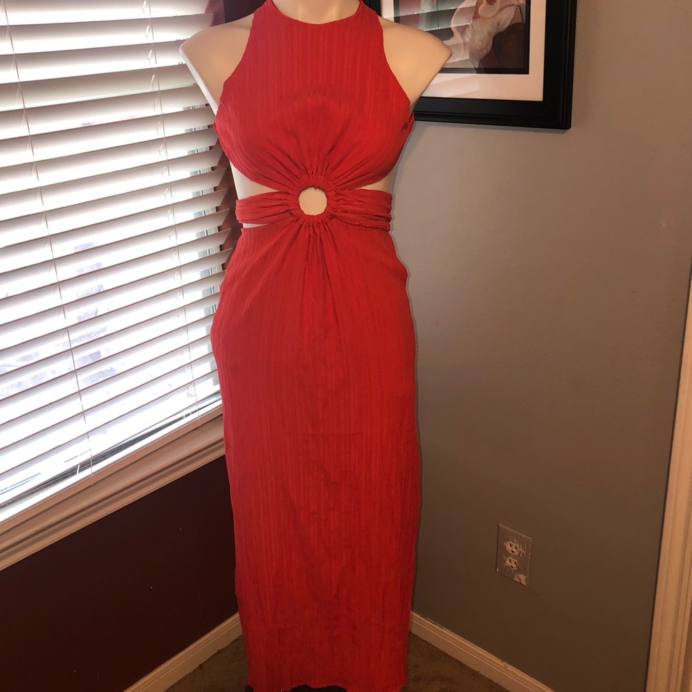 Fashion Nova Marnie Maxi Dress Neon Coral XS